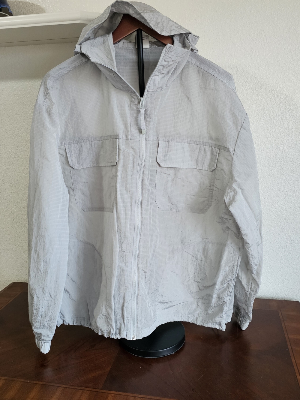 Bonobos Fielder Lighteight Gray Windbreaker W/ Hat, Men's Large
